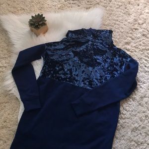 Navy blue velvet hoodie